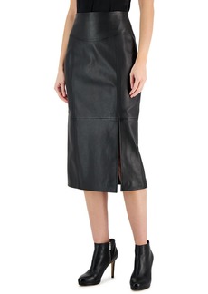 Hugo Boss Womens Leather Seamed A-Line Skirt