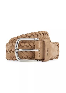 Hugo Boss Woven Suede Belt with Branded Keeper and Polished Hardware