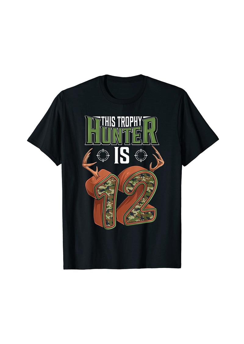 12 Year Old Hunting 12th Birthday Party Deer Hunter T-Shirt