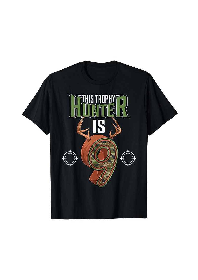 9 Year Old Hunting 9th Birthday Party Deer Hunter T-Shirt