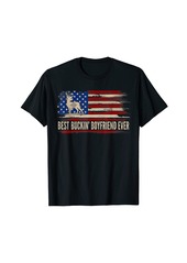 Hunter Best Buckin' Boyfriend Ever American USA Flag Deer Hunting T-Shirt