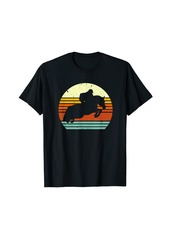 Hunter English Horse Show Jumping on Retro Sun Style T-Shirt