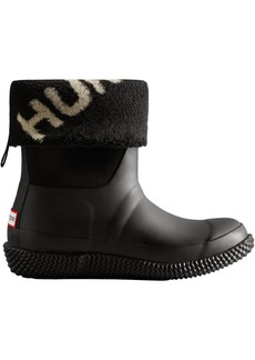 Hunter Boots Women's Roll Top Logo Vegan Shearling Waterproof Boots, Size 5, Black