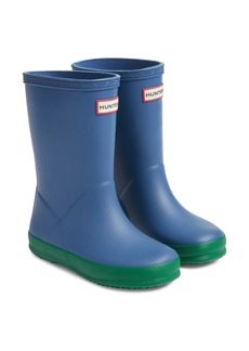 Hunter Kids' Original First Classic Waterproof Rain Boot in Peak Blue/Hyper Green at Nordstrom Rack