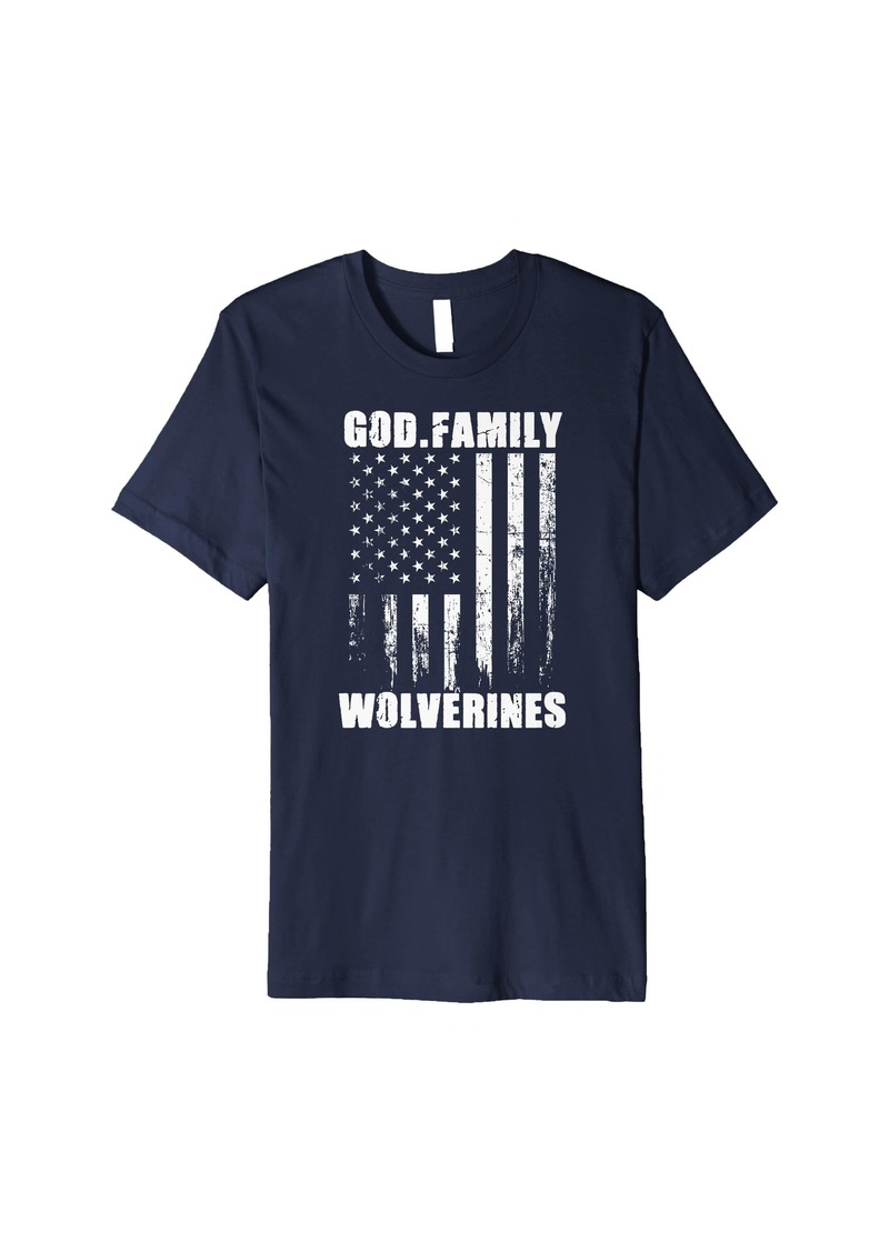 Hunter Wolverines God. Family. Vintage USA Flag Premium T-Shirt