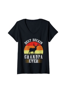 Hunter Hunting Grandpas Best Buckin Grandpa Deer Hunting Granddad V-Neck T-Shirt