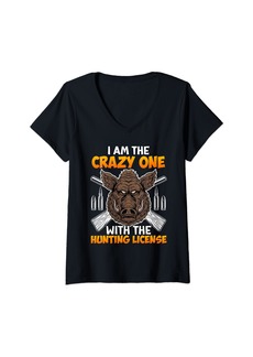 Hunting I'm the Crazy One with the Hunting License Hunter V-Neck T-Shirt