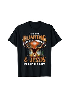 Hunter I've Got Hunting In My Veins And Jesus In My Heart Funny T-Shirt