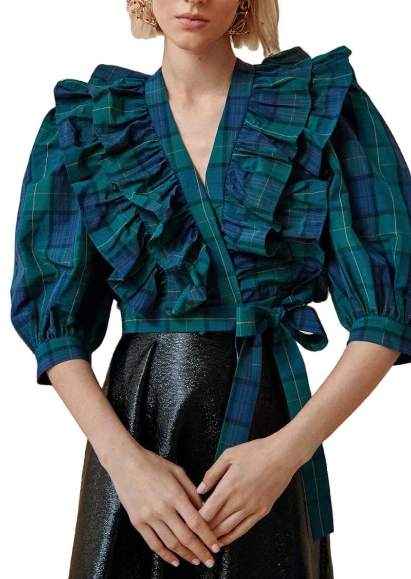 Hunter Johanna Top In Green Tartan Plaid