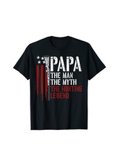 Hunter Mens Papa The Man Myth Hunting Legend Gun Rights American Flag T-Shirt