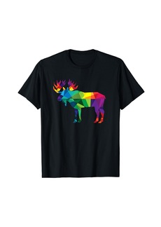 Moose colorful low poly art HUNTING theme- hunters gift T-Shirt