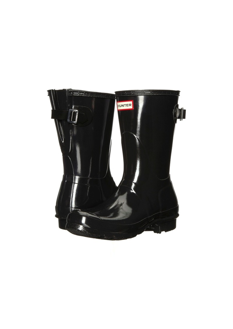 hunter short gloss rain boots black