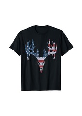 Hunter Patriotic Deer Hunting Dad Deer US Flag 4th Of July Men T-Shirt