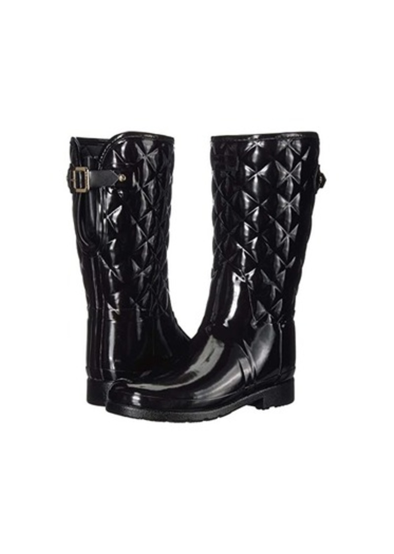 refined high gloss quilted short rain boot