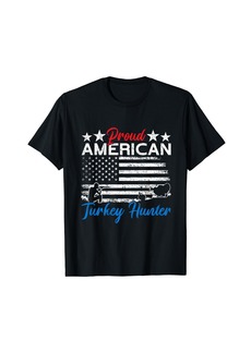 USA Flag Proud American Turkey Hunter Funny Turkey Hunting T-Shirt