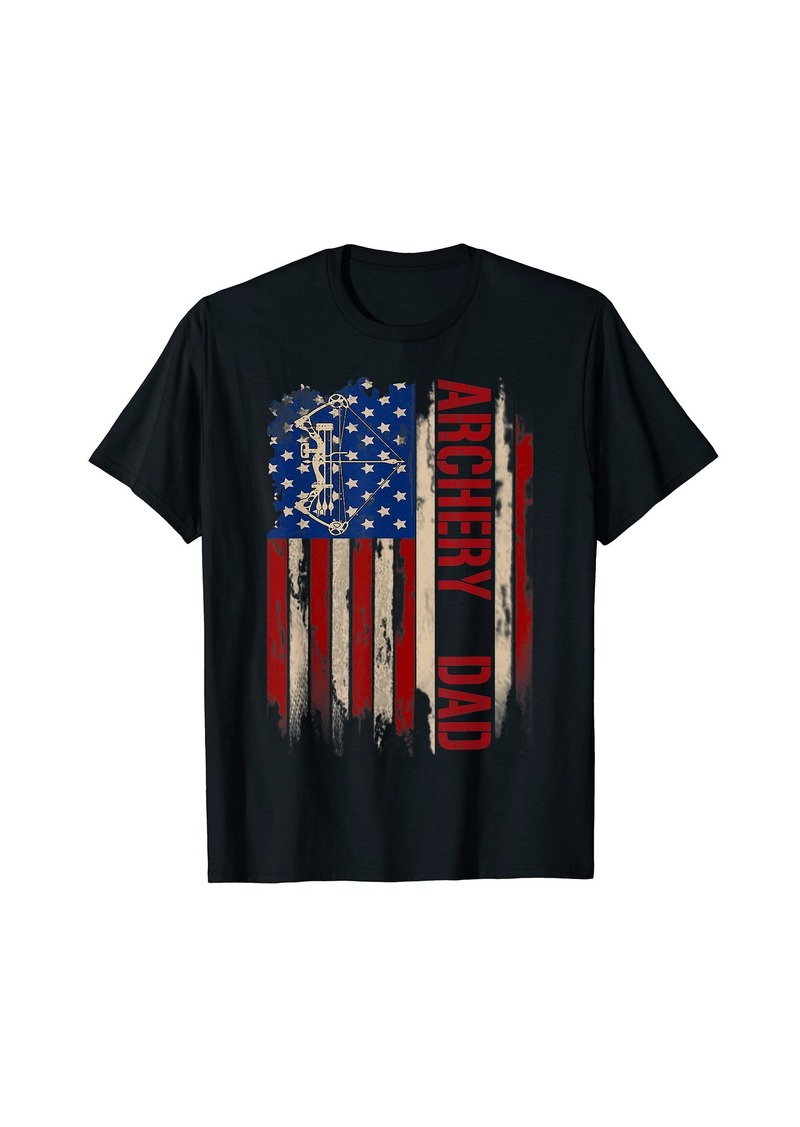 Hunter Vintage Archery Dad American USA Flag Sports Gift T-Shirt