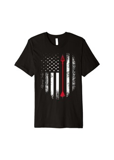 Hunter Vintage USA Red White - Archery Arrow American Flag Premium T-Shirt