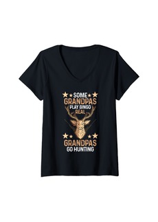 Womens Hunter | Some Grandpas Play Bingo Real Grandpas Go Hunting V-Neck T-Shirt