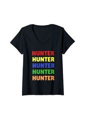 Womens Hunter colorful name stack | pride in your name V-Neck T-Shirt