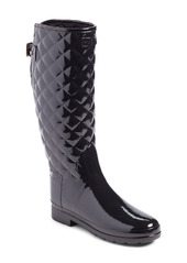 Hunter Original Refined High Gloss Quilted Waterproof Rain Boot in Black at Nordstrom