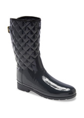 Hunter Refined High Gloss Quilted Short Waterproof Rain Boot in Dark Slate at Nordstrom