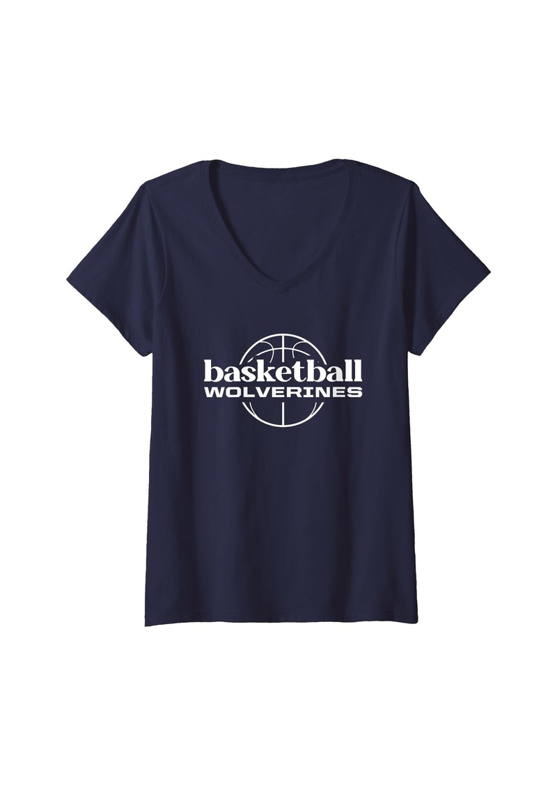 Womens Hunter Wolverines Basketball V-Neck T-Shirt