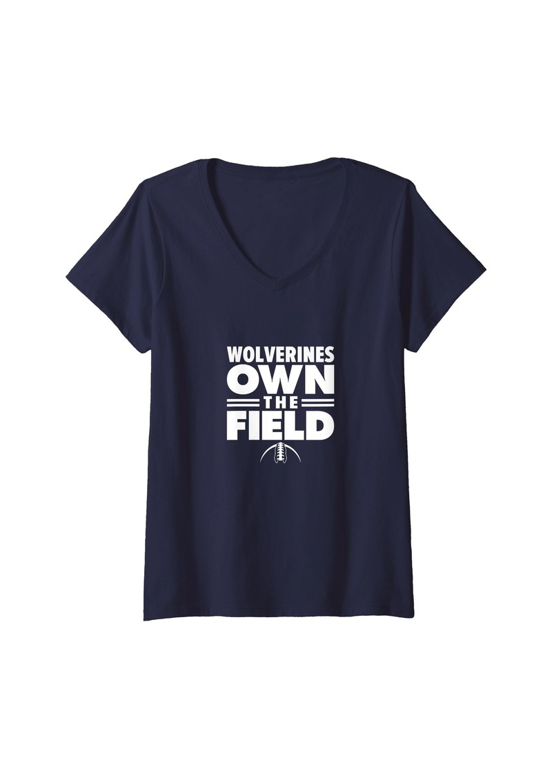 Womens Hunter Wolverines Own the Field V-Neck T-Shirt