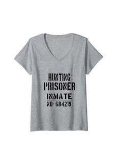 Womens Hunters / Hunter / 'Hunting Prisoner Inmate' Funny Slogan V-Neck T-Shirt