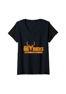 Womens I Like Big Bucks and I Cannot Lie Hunter Hunting V-Neck T-Shirt