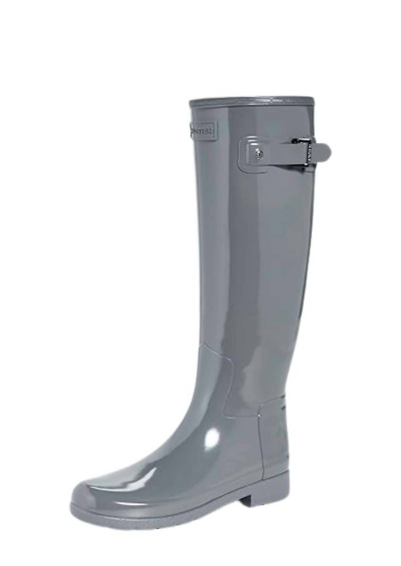 Hunter Women's Refined Tall Gloss Boot In Stratus, Grey