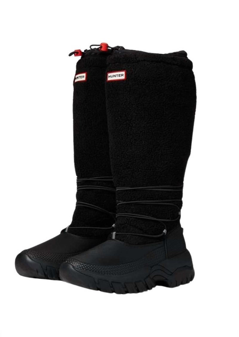 Hunter Women's Wanderer Tall Sherpa Snow Boot In Black