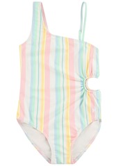 Hurley Big Girls Cut Out One Piece Swimsuit - Pale Ivory, Multi
