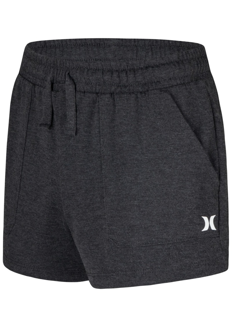 Hurley Big Girls French Terry Elastic Waistband Shorts - Black Heather