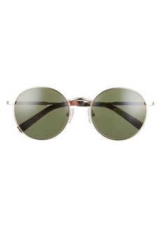 Hurley Big Timer 53mm Polarized Round Sunglasses in Shiny Gold/Green Smoke Base at Nordstrom