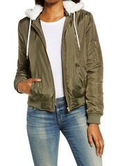 Hurley Bomber with Faux Shearling Hood in Olive at Nordstrom