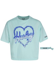 Hurley Boxy Heart Graphic T-Shirt with Hair Tie