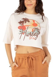 Hurley Juniors' Boxy Crop Fit Graphic Tee - Vintage White