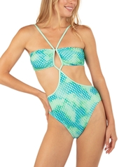 Hurley Juniors' Color Wash Cutout One-Piece Swimsuit - Sky