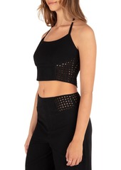 Hurley Juniors' Crochet Panel Cropped Halter Top - Black