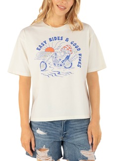 Hurley Juniors' Easy Rides Cotton Slim Boyfriend T-Shirt - White Vintage