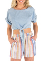 Hurley Juniors' Lyla Cotton Chambray Tie-Front Top