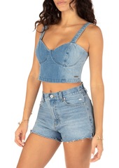 Hurley Juniors' Mika Cropped Corset Tank Top - Denim