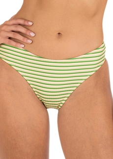 Hurley Juniors' Samba Striped Mid-Rise Cheeky Bikini Bottom - Sunshine