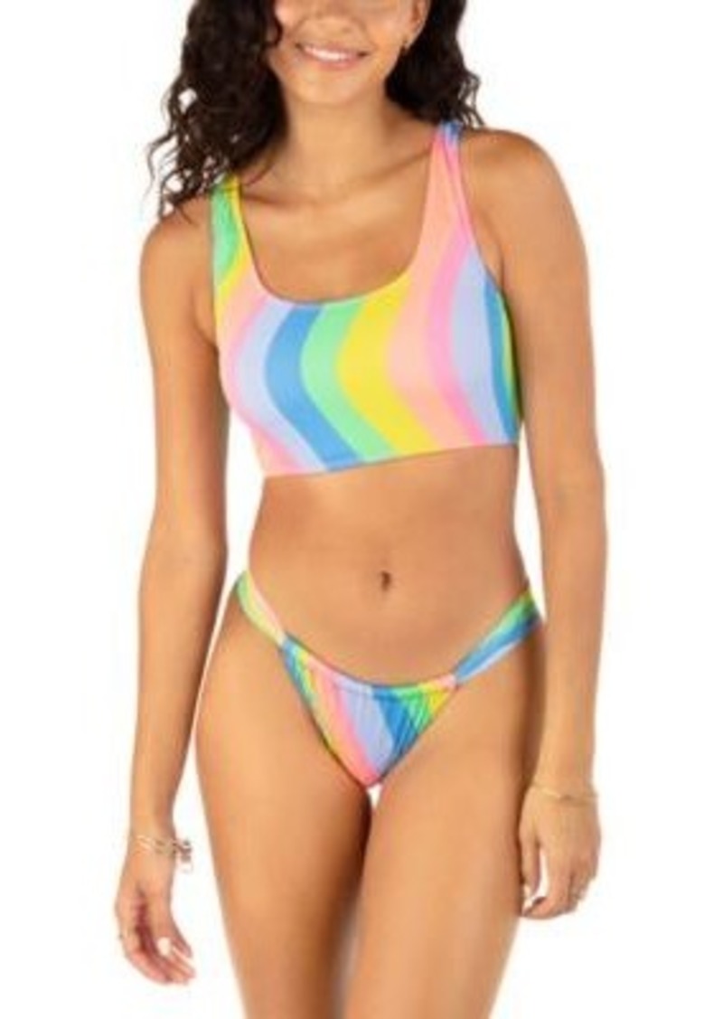 Hurley Juniors Wave Print Square Neck Bikini Top High Leg Bottoms