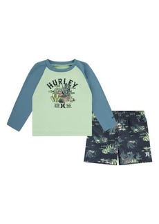 Hurley Kids' Treasure Hunt Two-Piece Rashguard Swimsuit