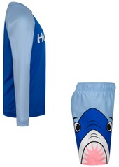 Hurley Little Boys Shark Teeth Swimsuit, 2 Piece set - Psychic Blue