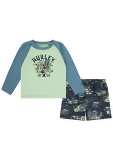 Hurley Little Boys Treasure Hunt UPF50+ Swim Set, 2 Piece - Artillary