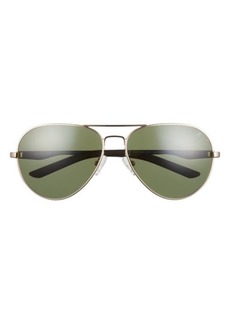 Hurley Locals 60mm Polarized Aviator Sunglasses in Shiny Gold/Green at Nordstrom