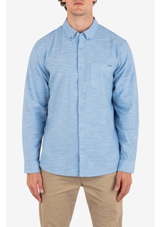 Hurley Men's Oao Stretch Long Sleeve Shirt - Blue Oxford