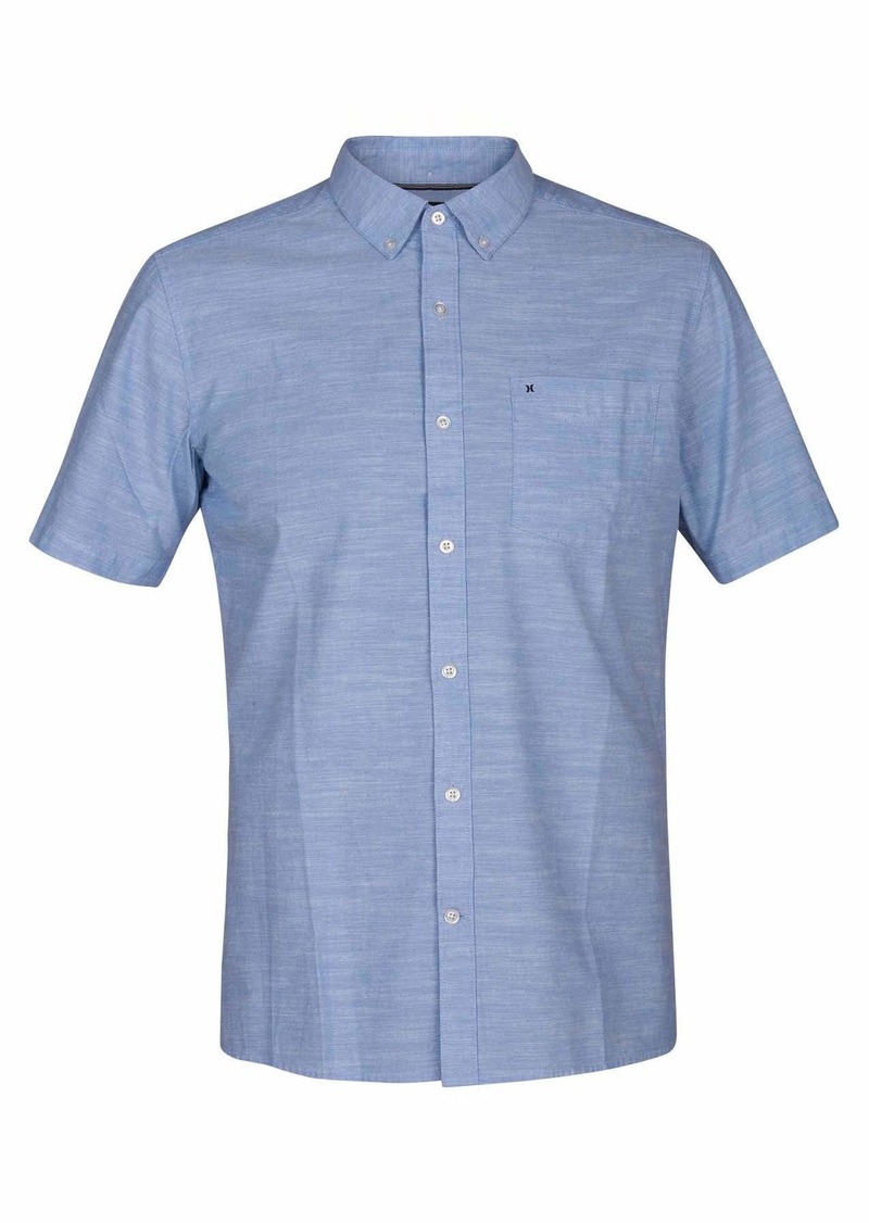 Hurley mens One and Only Textured Short Sleeve Up Button Down Shirt   US